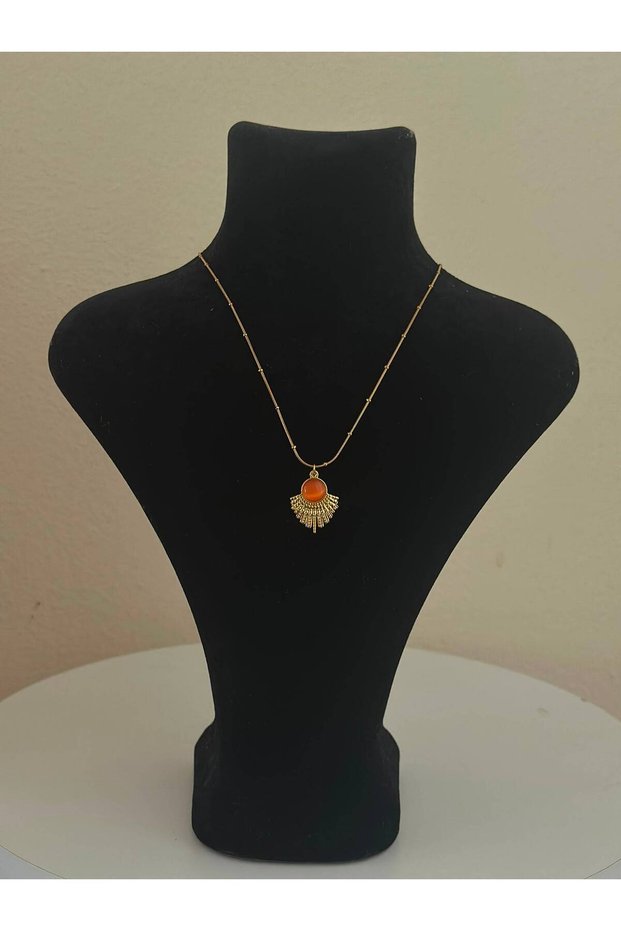 Ethnic Inspired Gold Necklace with Stone Detail