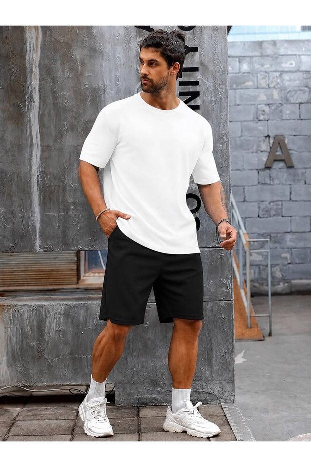 Men's Oversize Basic T-Shirt and Shorts Combination Set 👕 🩳