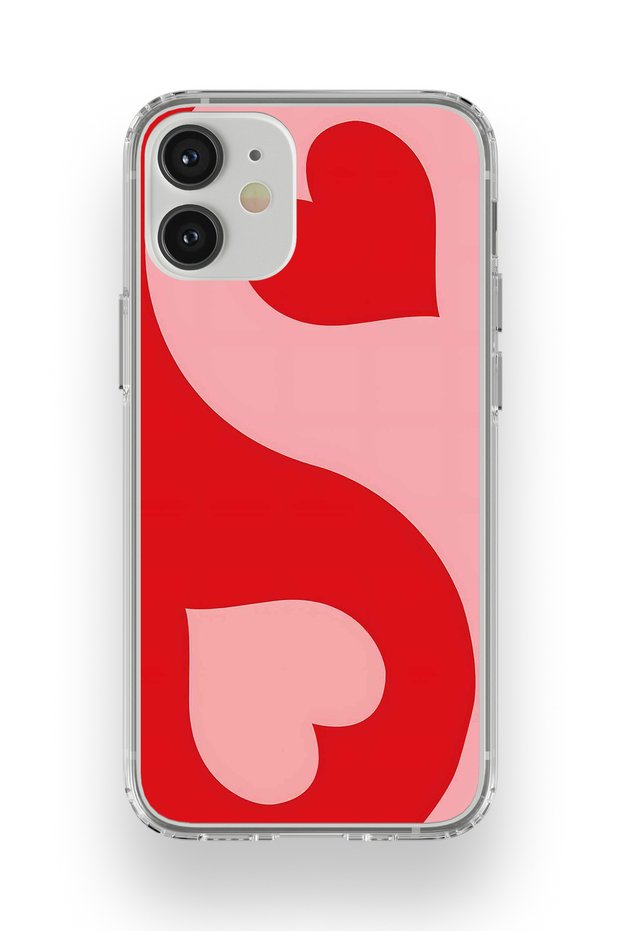 iPhone 12 Compatible Red Ying Yang Pattern Transparent Phone Case
