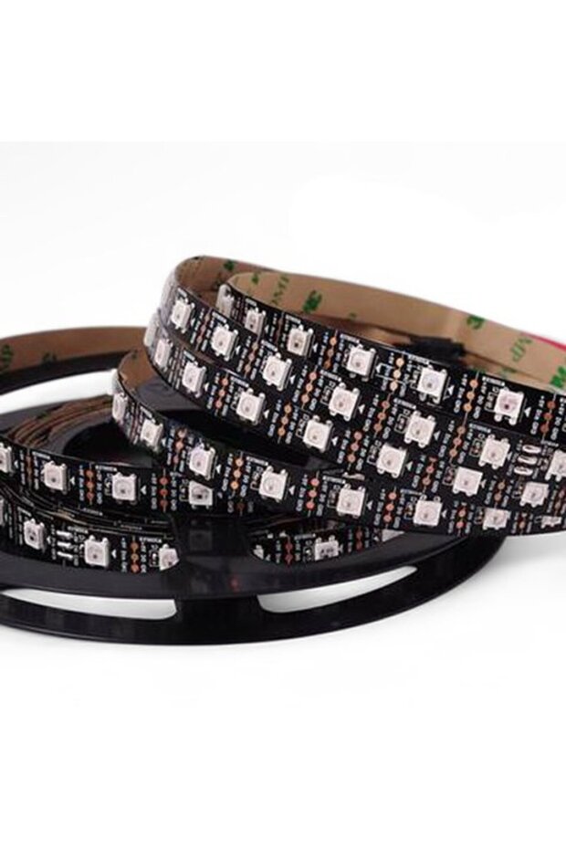WS2812 Digital RGB 60 12V LED Strip Black - 1 Meter