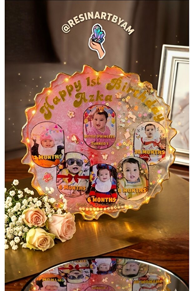 Personalized Resin Birthday Plaque - Handcrafted Memory Keepsake Gift
