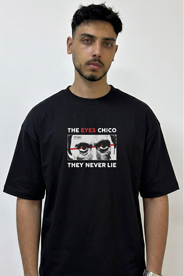 Tony Montana_1 Design Printed Oversize Black T-Shirt
