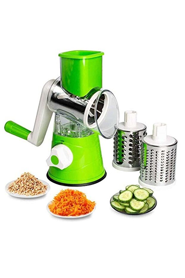Manual Tabletop Drum Cheese Grater, 3 In 1 Rotary Shredder Slicer Grinder For Cucumber Nut Potato Carrot Cheese, Vegetable Salad Shooter