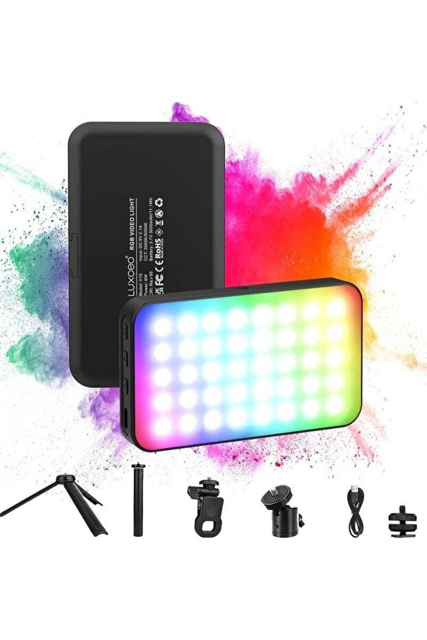 RGB LED Video Light, Portable Camera Lights, 0-360 Full Color, CRI 95+