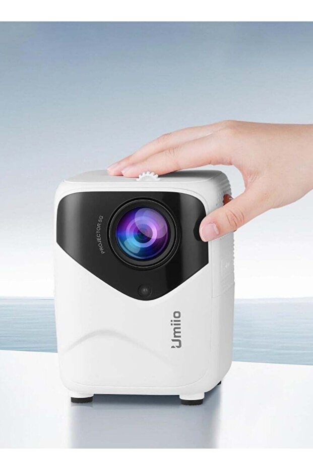 Q1 Portable Video Projector – 1080P Android Projector with WiFi, Bluetooth, and Tripod Stand (White)