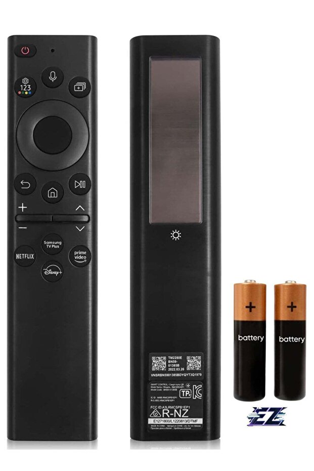 BN59-01385A Solar Remote for Samsung 2021-2022 Neo LED Smart 4K UHD TV, 4 Shortcut Buttons, Black