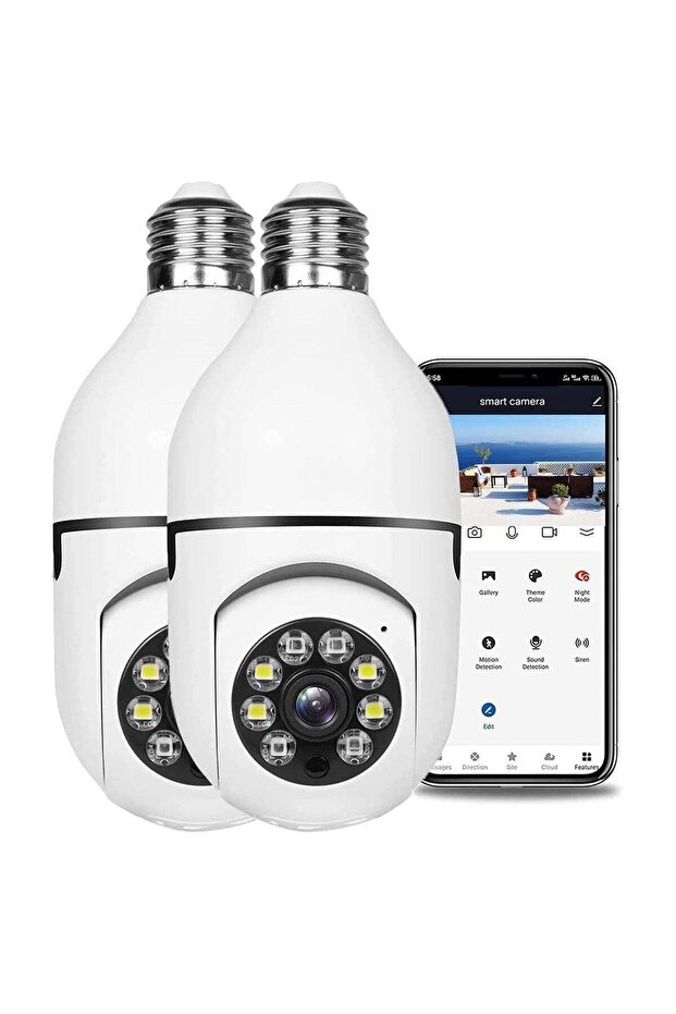 2 Pack Wireless Light Bulb Camera, 360°Panoramic Security Camera, 2.4GHz WiFi Smart 1080P Outdoor Surveillance Camera