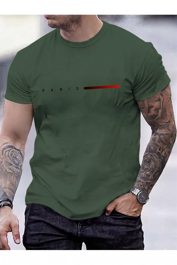 Nefti̇ Yeşi̇l Unisex Oversize Fit Crew Neck Creative Text Printed T-Shirt