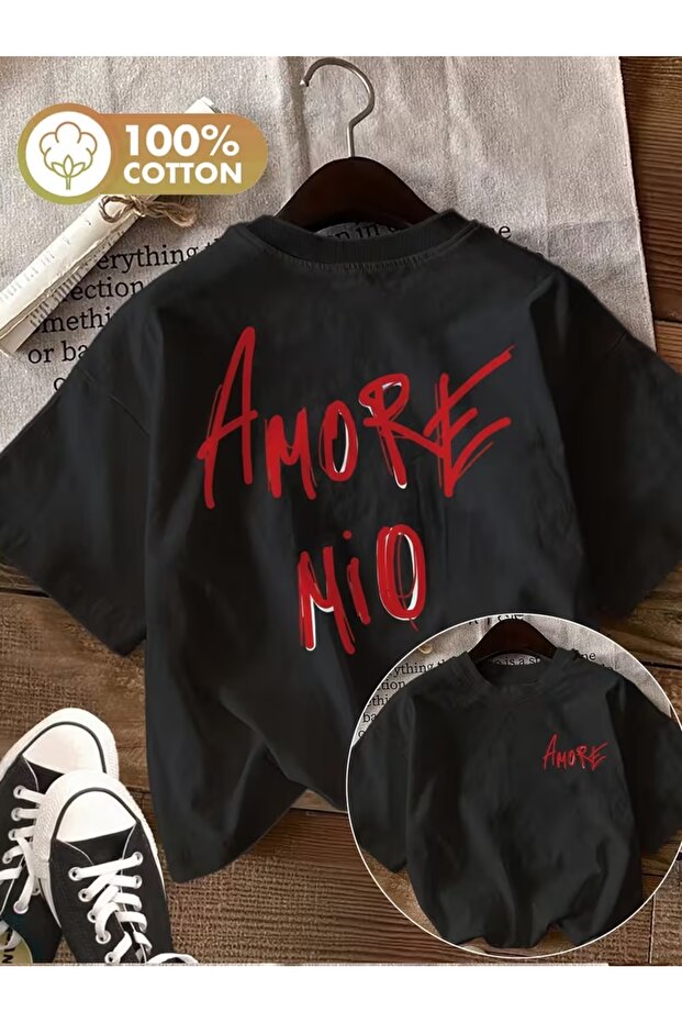 Unisex Amore Mio Printed Oversize Crew Neck T-Shirt