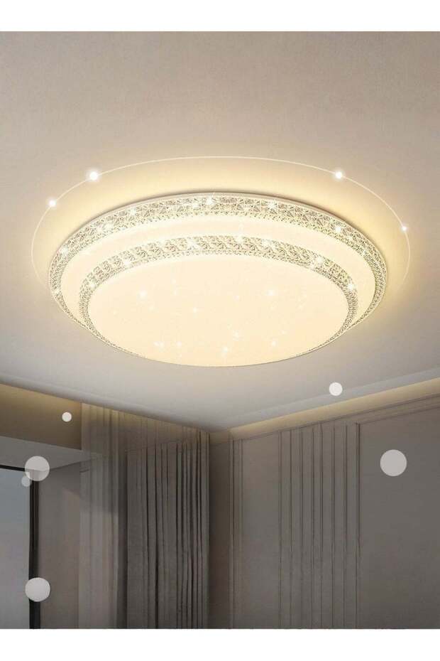 Modern Crystal Starry Sky LED Ceiling Light – 40cm/50cm Three-Tone Color Changing Fixture, 5000LM High Brightness