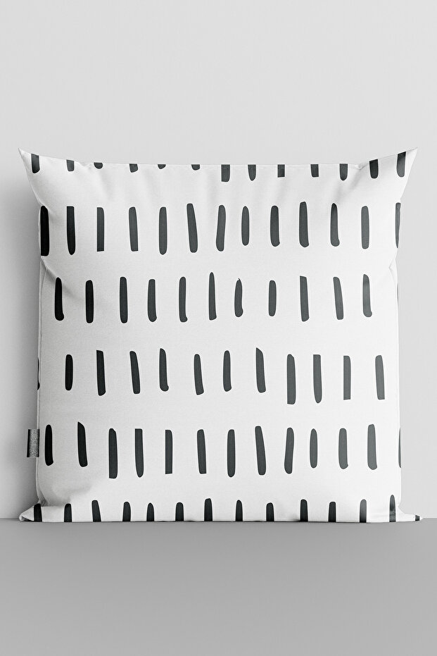 Black Vertical Lines Double Sided Digital Printed Throw Pillow Cover - 2434