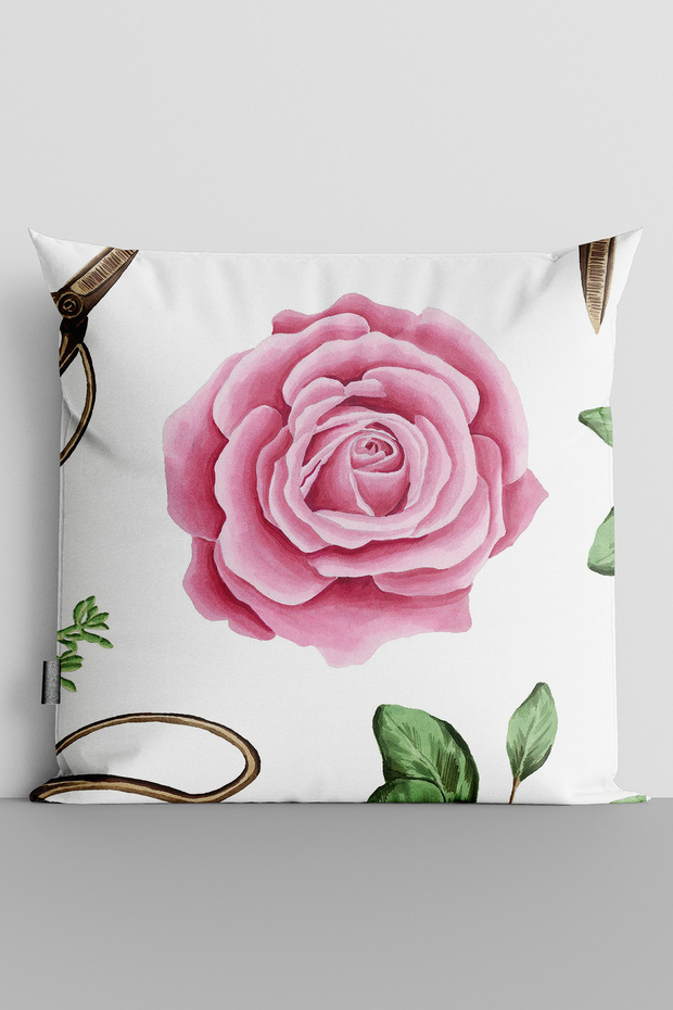 غطاء وسادة مطبوع رقميًا على الوجهين من Pink Rose - 2431