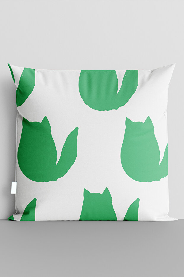 غطاء وسادة مطبوع رقميًا على الوجهين من Green Cats - 6499