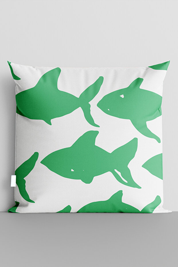 غطاء وسادة مطبوع رقميًا على الوجهين من Green Sharks - 6332