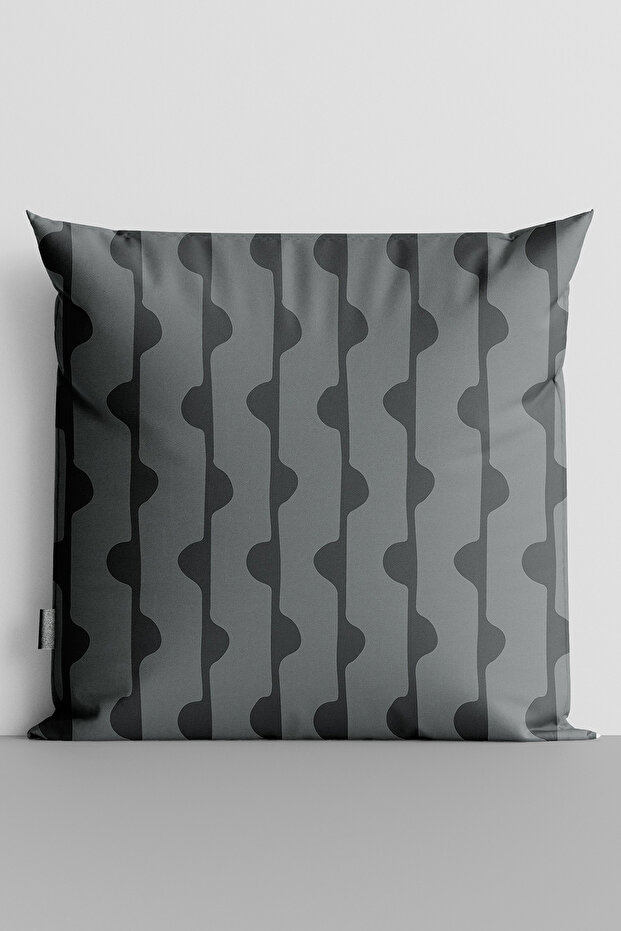 Black Vertical Lines and Semicircles Double Sided Digital Printed Throw Pillow Cover - 2229