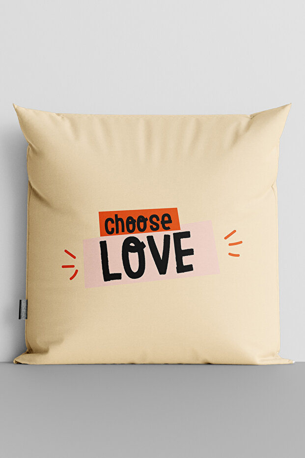 غطاء وسادة مطبوع رقميًا على الوجهين بعبارة Choose Love - 3574
