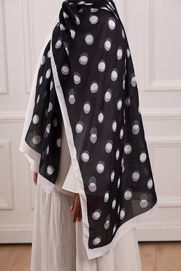 Polka Dot Patterned Muslin Shawl - 5