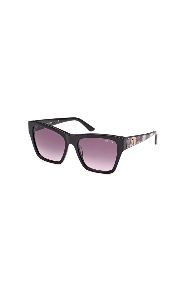 Shiny Black Uv400 Acetate Female Sunglasses