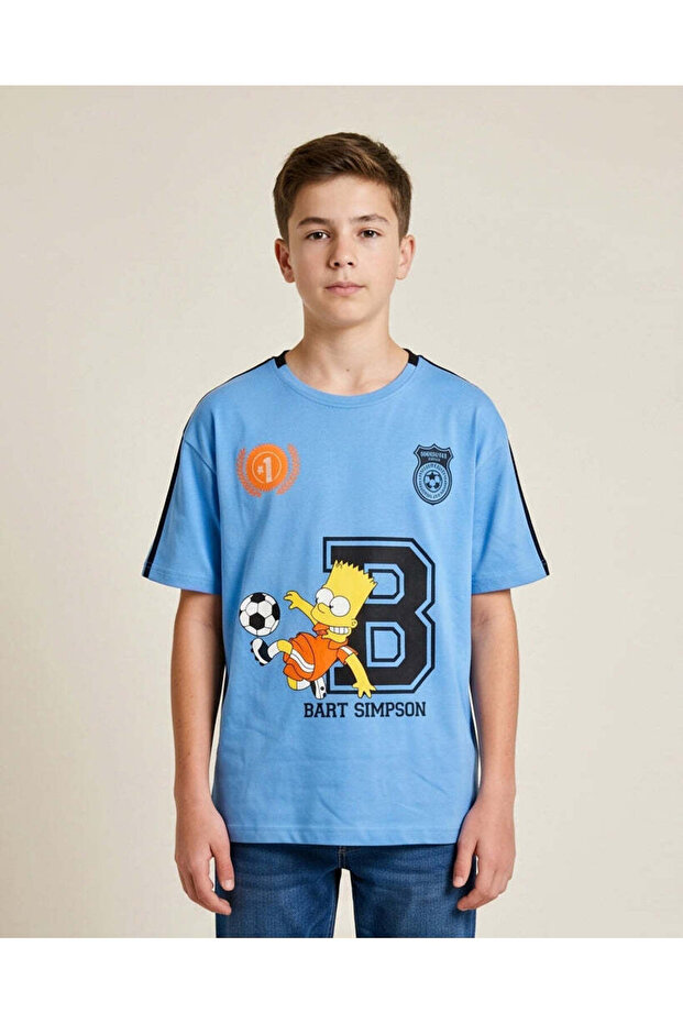 Senior Boys Sky Blue Simpsons Oversized T-Shirt