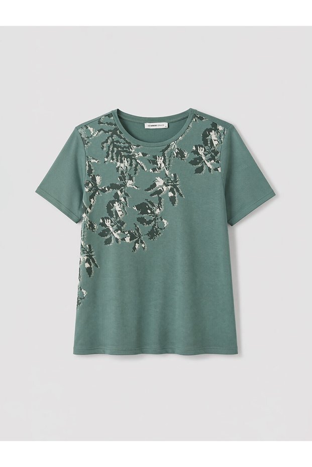 Peak New Season Crew Neck Patterned Women's T-Shirt