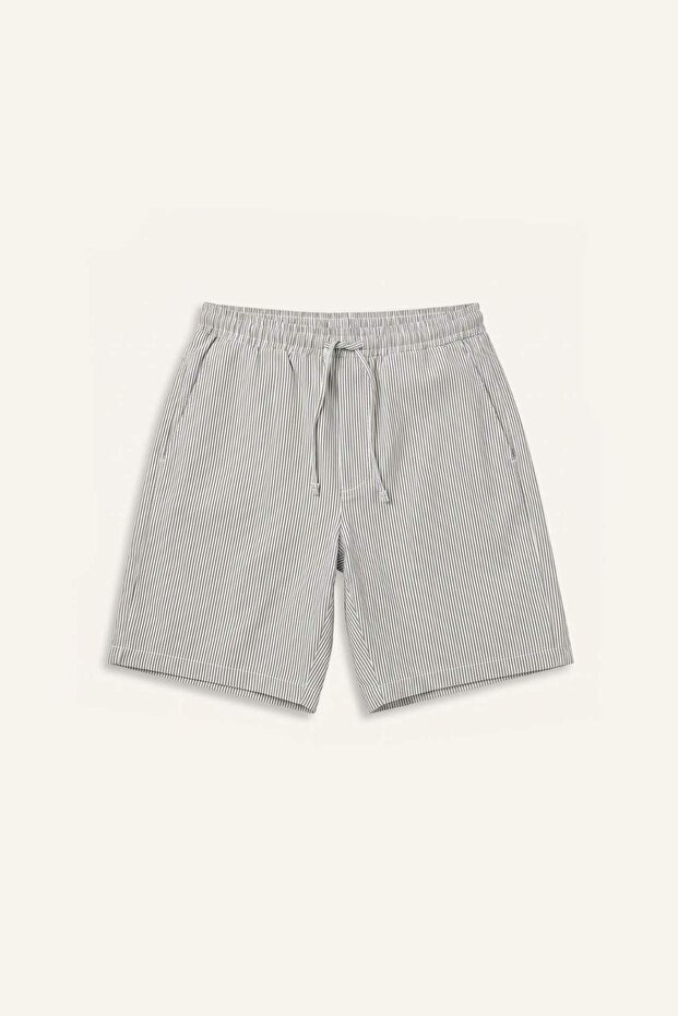 100% Cotton Relax Fit Elastic Waist Green Bermuda Shorts H7660Ax26Hs