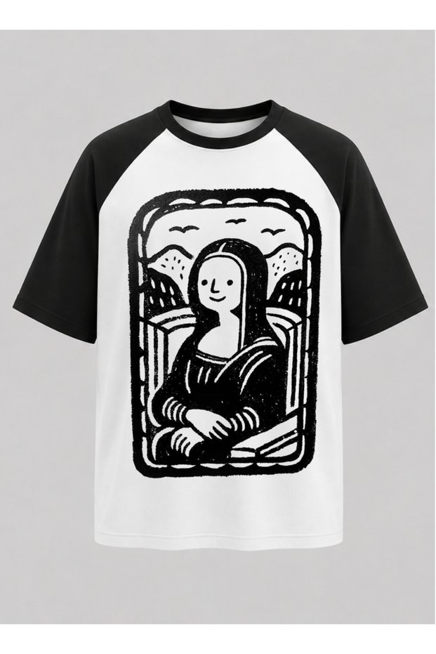 Smiling Face Raglan Sleeve Unisex T-Shirt | Minimal Art Print