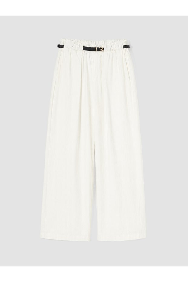 Peak New Season Wide Leg Women's Trousers with Belt at the Waist
