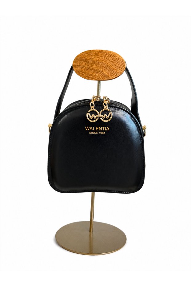 Women's Black Mini Hand and Shoulder Bag with Double Compartments, Stylish Daily Crossbody Bag