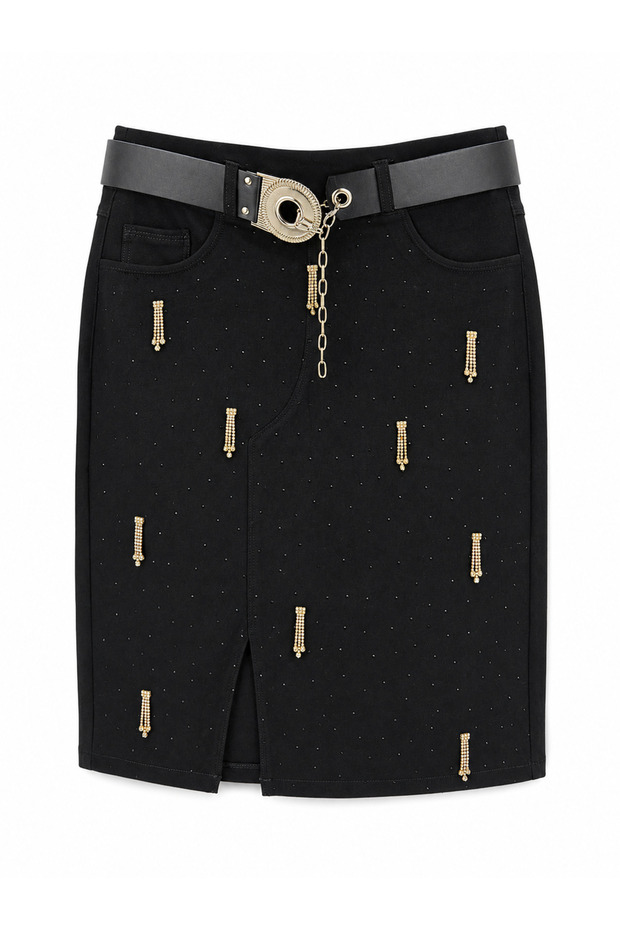 Plus Size Knitted Stone Pencil Skirt
