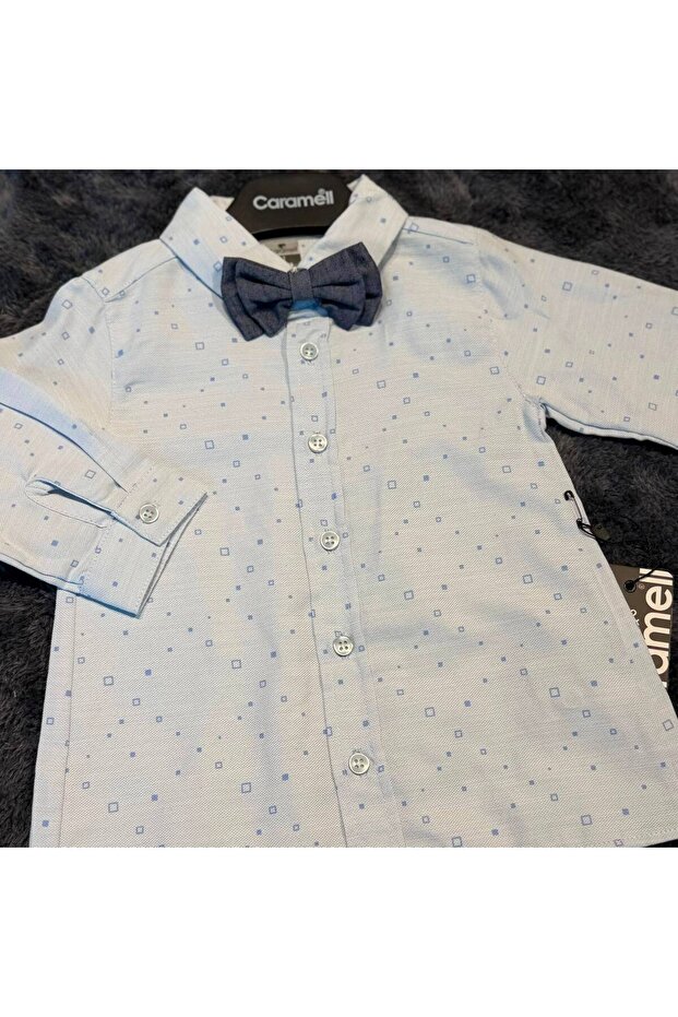 Boys' Oxford Shirt with Bow Tie - 100% Natural Cotton - Blue
