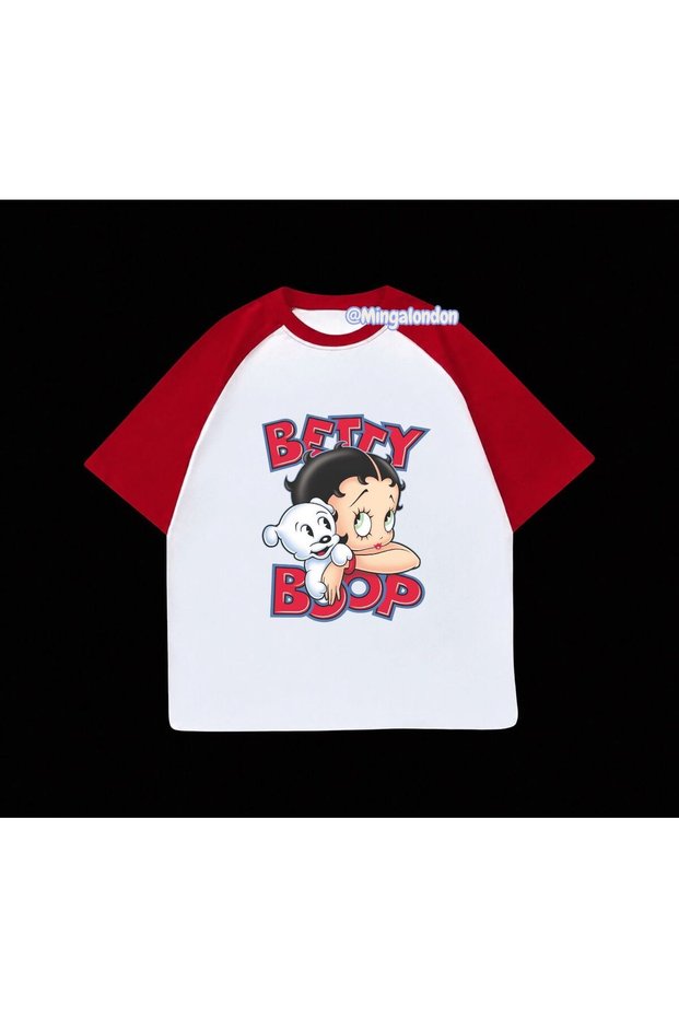 Betty Boop Printed Red Raglan Sleeve T-Shirt