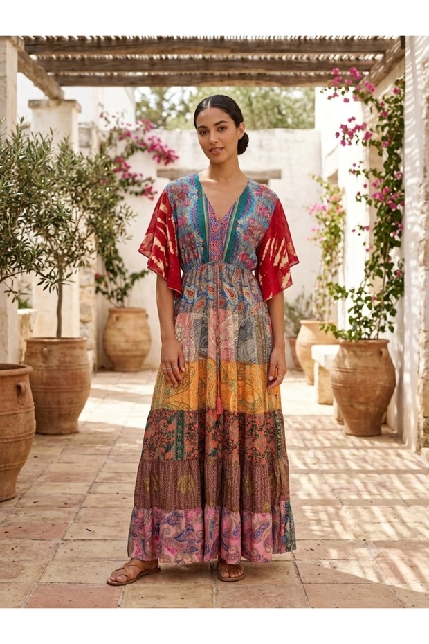 Women's Indian Ethnic Patterned Silk Dress
