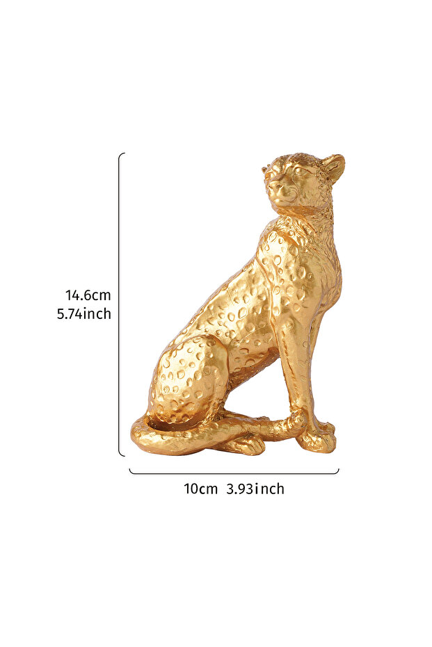 baoziBJ-jin-chaoyou 1PC, A Golden Leopard-Shaped Squatting Desktop Decorative Item, Suitable for Stu