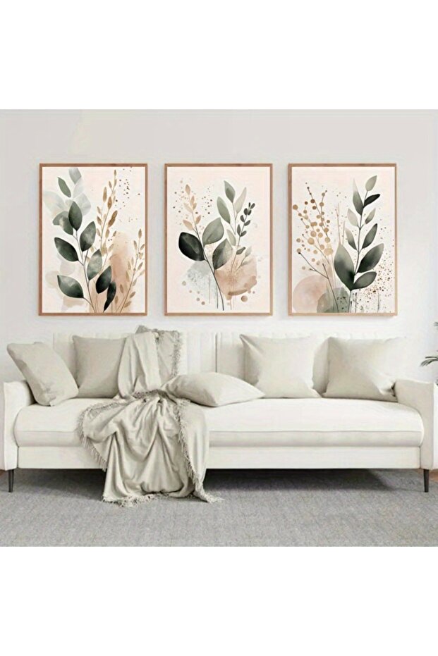 لوحة قماشية بوهيمية بتصميم بسيط بدون إطار مقاس 50×70 سم، طقم من 3 قطع، طباعة تجريدية بأسلوب نورديك، موديل TL3033