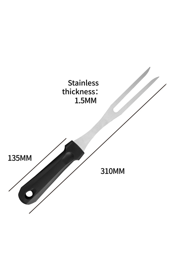 09 Meat Fork Stainless Steel Meat Carving Fork with Long Handle Sharp Prong Grill Fork Serving Fork
