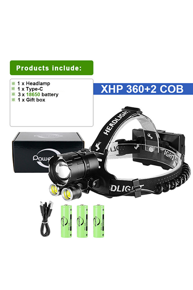 LED Headlamp Set C Newest XHP360 Powerful Headlamp Usb Rechargeable Head Flashlight LED XHP90 Waterp