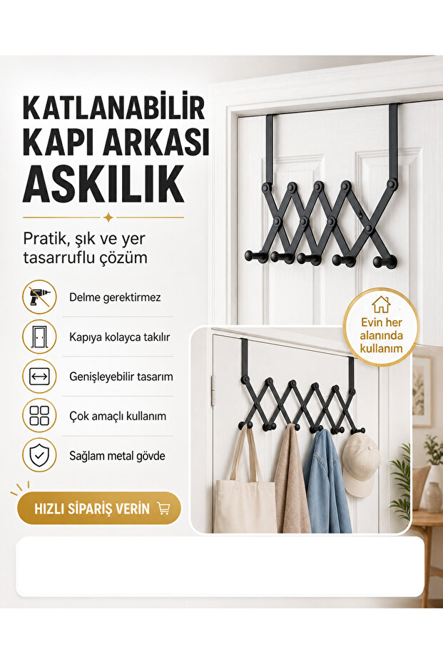 KATLANABİLİR KAPI ARKASI METAL ASKI