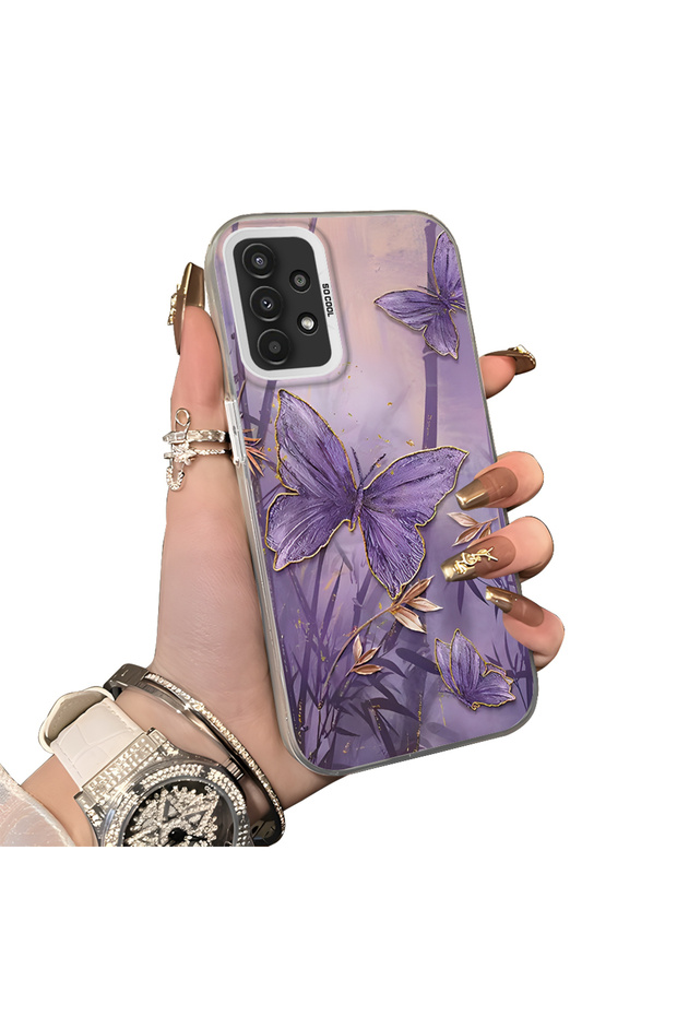 Samsung Galaxy A13 Compatible Silicone Edge Hard Back Case Couple Phone Case Butterfly Pattern