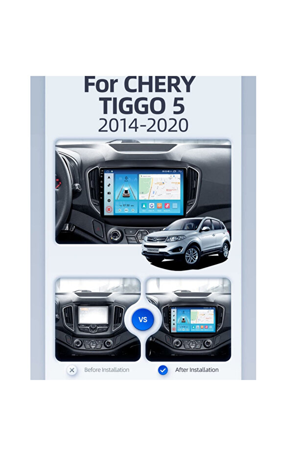 Cherry tiggo 5 android screen model 2014-2020 ,4gb ram 64gb rom wireless carplay android auto reverse camera included ahd