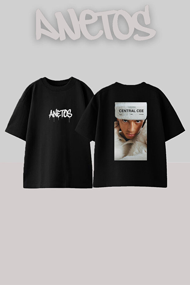 Central Cee_57 Design Printed Oversize Black T-Shirt