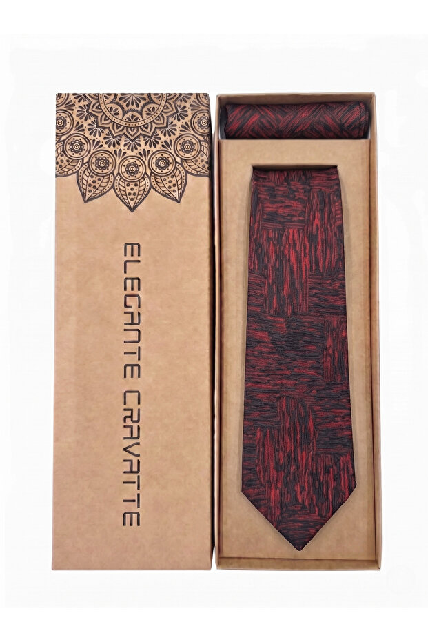 Men's Jacquard Woven Tie Set - 7cm Model, Pocket Handkerchief & Special Boxed
