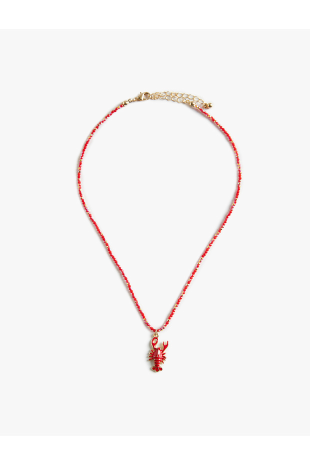 Beaded Lobster Charm Necklace