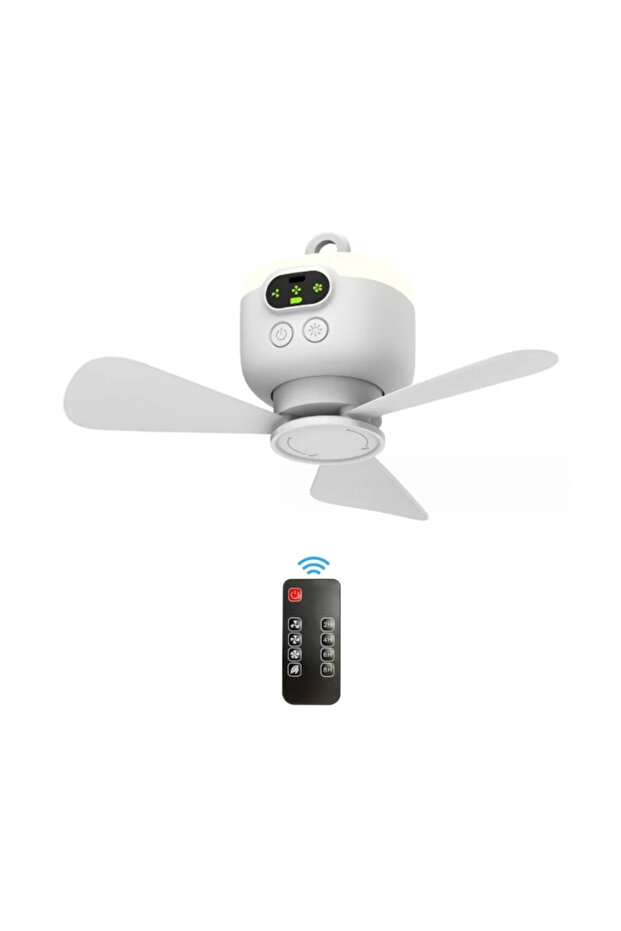 White 8000mAh New USB Rechargeable Large Wind Ceiling Fan Removable Blades Night Lamp Lighting 8000m
