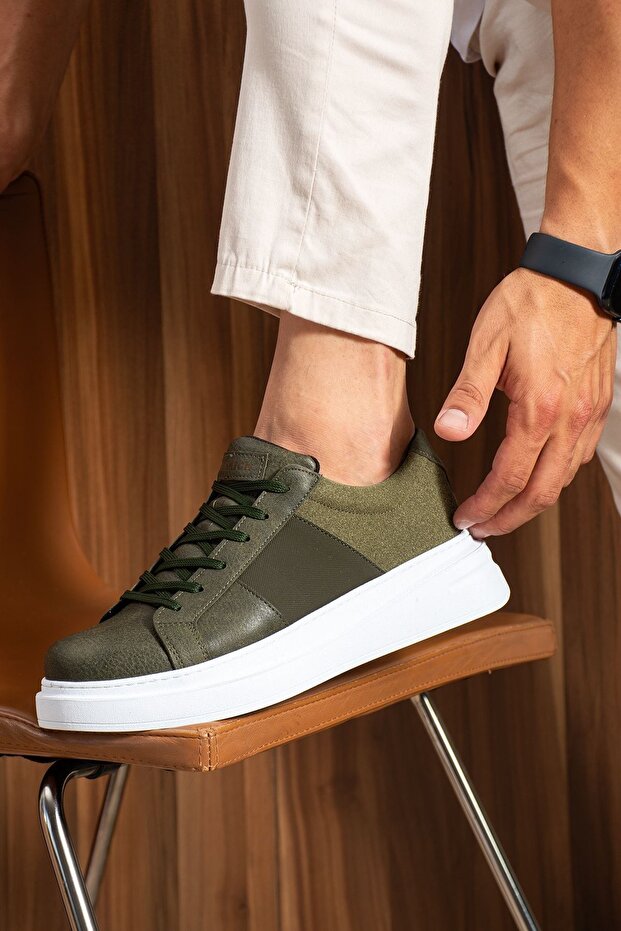 Zrc2627 - Veloura Thick Sole Lace-Up Men's Khaki Sneaker