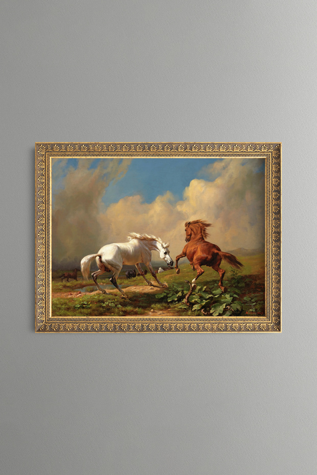 Horses - Vintage Patterned Painting - Fine Model
