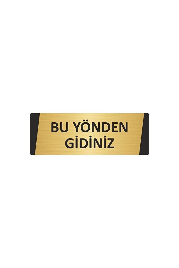 Go This Way Metal Warning Sign 7X20 cm Gold Color