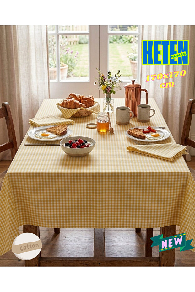 Piti Square Linen Tablecloth - Tightly Woven. Picnic-Kitchen-Balcony-Coast