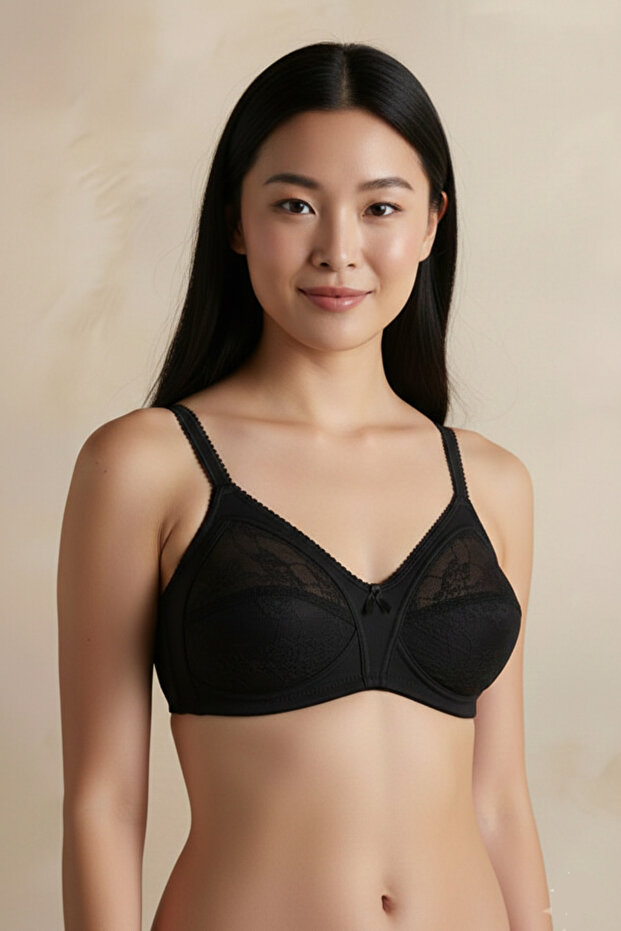 Women'S, Wire-Free, Lace, Gathering Bra (with Stocking Gift)