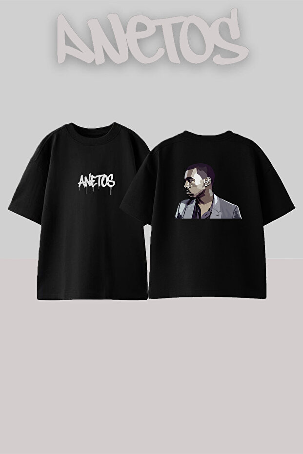 Kanye West_64 Design Printed Unisex Oversize Black Tshirt