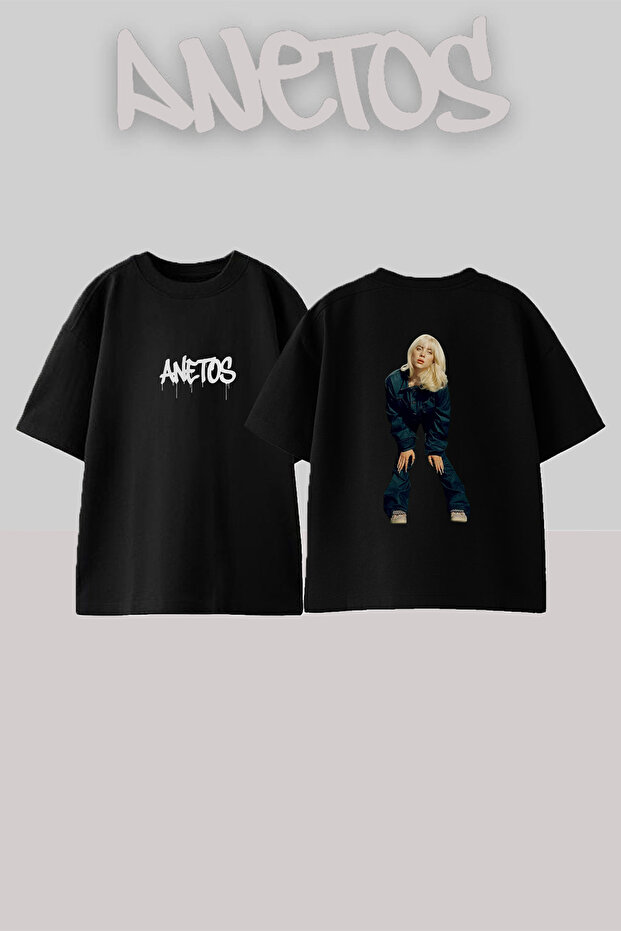 Billie Eilish_105 Design Printed Unisex Oversize Black Tshirt